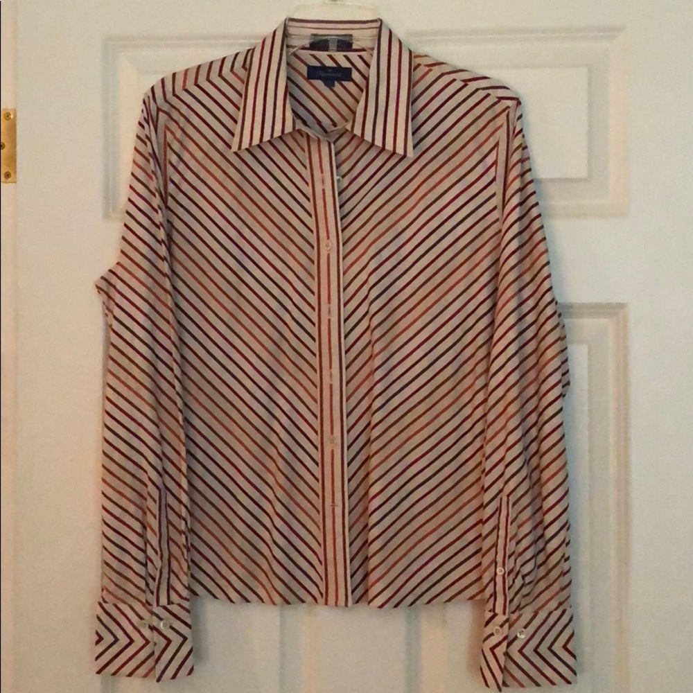 Facconable Orange red tone stripped blouse never worn